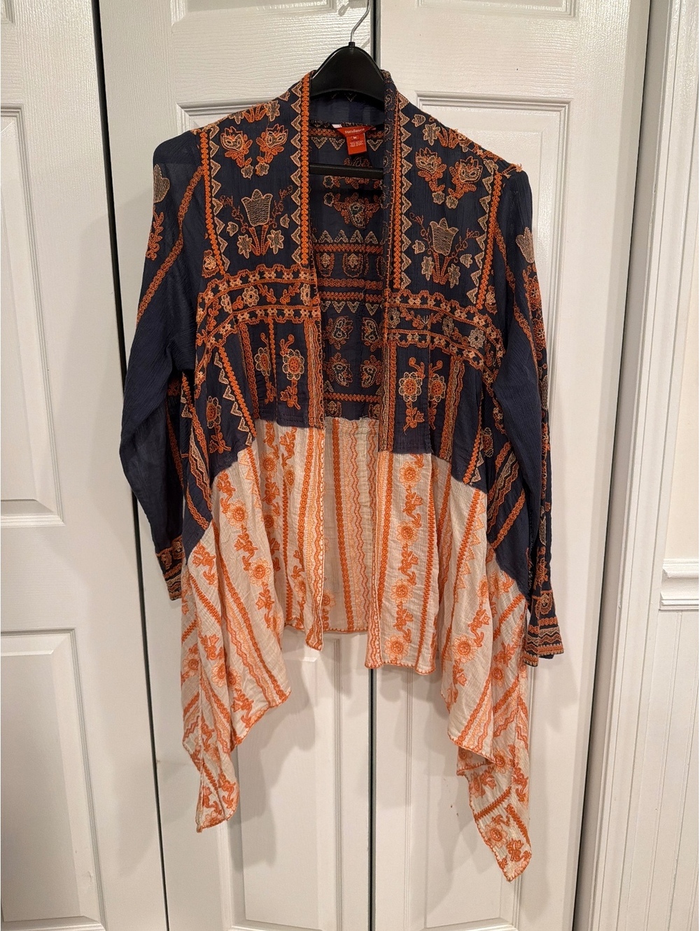 Sundance Boho Paisley Floral Kimono Cardigan Duster - 100% Cotton - Size Medium
